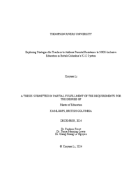 Exploring strategies for teachers to address parental resistance to SOGI-Inclusive education in British Columbia's K-12 system