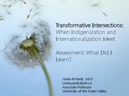 Transformative Intersections: When Indigenization and Internationalization Meet: Assessment: What Did I Learn?