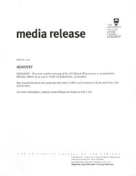 UCC Board of Governors Meeting Advisory