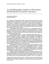 An autoethnographic miniature on the tensions and boundaries of researcher experiences