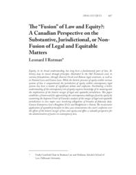 The “Fusion” of law and equity?: A Canadian perspective on the substantive, jurisdictional, or non-fusion of legal and equitable matters