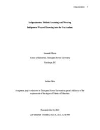 Indigenization: Holistic learning and weaving Indigenous ways of knowing into the curriculum