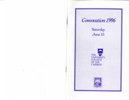 The University College of the Cariboo convocation 1996: Saturday June 15
