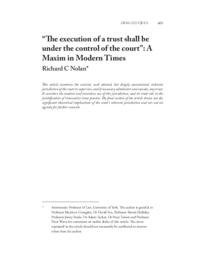 “The execution of a trust shall be under the control of the court”: A maxim in modern times