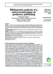 Bibliometric analysis of a controversial paper on predatory publishing