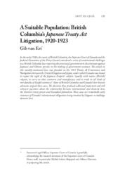 A suitable population: British Columbia's Japanese treaty act litigation, 1920-1923