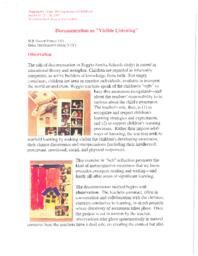 Mapping the future: The importance of childhood: Documentation as "visible learning"