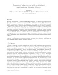 Dynamics of pulse solutions in Gierer-Meinhardt model with time dependent diffusivity