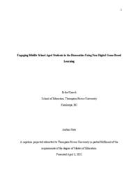 Engaging middle school-aged students in the humanities using non-digital game-based learning