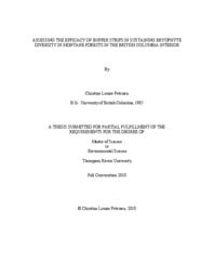 Assessing the efficacy of buffer strips in sustaining bryophyte diversity in montane forests in the British Columbia interior