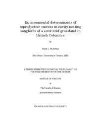 Environmental determinants of reproductive success in cavity nesting songbirds of a semi-arid grassland in British Columbia