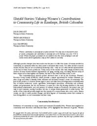 Untold stories: Valuing women’s contributions to community life in Kamloops, British Columbia