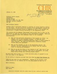 Canadian hotel and restaurant magazine: Letter