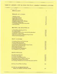 Table of contents: How we work for peace Canadian community activities