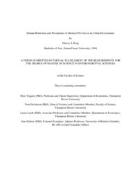 Human behaviour and perceptions of outdoor pet cats in an urban environment
