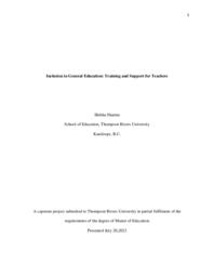 Inclusion in general education: Training and support for teachers