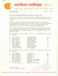 Cariboo College mathematics contest winners 1978