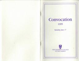 The University College of the Cariboo convocation 1995: Saturday, June 17