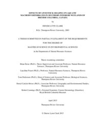 Effects of livestock grazing on aquatic macroinvertebrates in southern interior wetlands of British Columbia, Canada