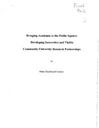 Bringing academia to the public square: Developing interactive and visible community-university research partnerships