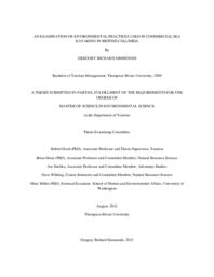 An examination of environmental practices used in commercial sea kayaking in British Columbia