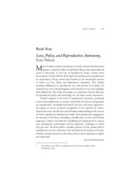 Book note: Law, policy, and reproductive autonomy, Erin Nelson