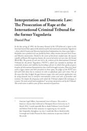 Interpretation and domestic law: The prosecution of rape at the International Criminal Tribunal for the former Yugoslavia