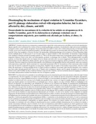 Disentangling the mechanisms of signal evolution in Tyrannidae flycatchers, part II: plumage elaboration evolved with migration behavior, but is also affected by diet, climate, and drift
