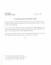 The Canadian nuclear waste management program