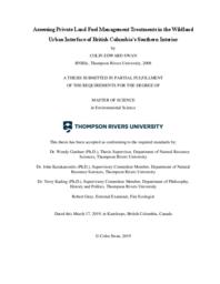 Assessing private land fuel management treatments in the wildland urban interface of British Columbia's southern interior