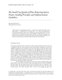 The Small City Quality of Place Reporting System Project: Guiding Principles and Implementation Guidelines