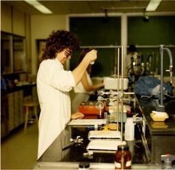 Student in biology classroom