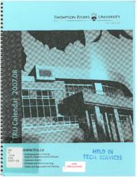 Thompson Rivers University Calendar 2007-2008