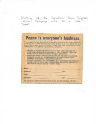 Starting off the Canadian Peace Congress's Petition Campaign with ad in local paper