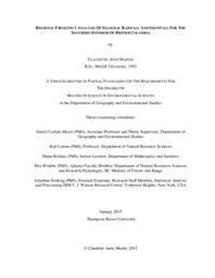 Regional frequency analysis of seasonal rainfall and snowfall for the southern interior of British Columbia