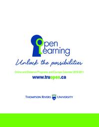 Thompson Rivers University Open Learning Calendar 2010-2011