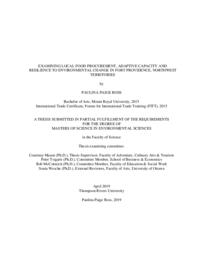 Examining local food procurement, adaptive capacity and resilience to environmental change in Fort Providence, Northwest Territories