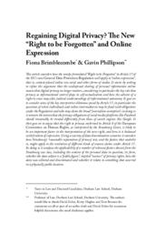 Regaining digital privacy?: The new “right to be forgotten” and online expression