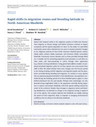 Rapid shifts in migration routes and breeding latitude in North American bluebirds