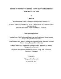 The use of biosolids to restore native plant communities in semi-arid grassland