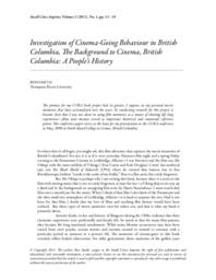 Investigation of cinema-going behaviour in British Columbia, the background to cinema, British Columbia: A people’s history