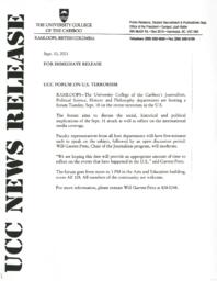 UCC Forum on U.S. Terrorism