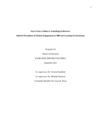 Face to face, online or something in between: student perceptions of student engagement in different learning environments