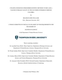 Utilizing indigenous prescribed burning methods to reclaim a tailings storage facility in the Southern Interior of British Columbia