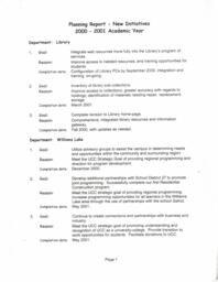 Planning report - new initiatives: 2000-2001 Academic year