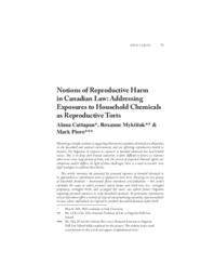 Notions of reproductive harm in Canadian law: Addressing exposures to household chemicals as reproductive torts