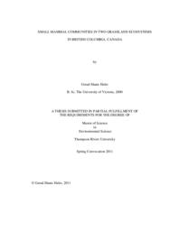 Small mammal communities in two grassland ecosystems in British Columbia, Canada