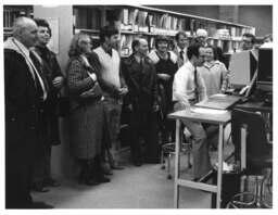 Library demonstration of new Union Catalogue: Microfiche reader