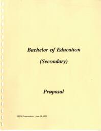 Bachelor of education (secondary): Proposal