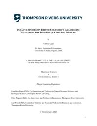 Invasive species on British Columbia's grasslands: Estimating the benefits of control policies